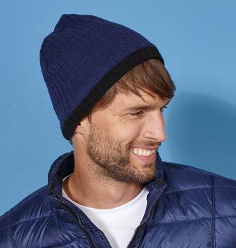 BEANIE - BASIC 12 MB 7102 Knitted Hat Knitted hat in classic rib pattern Contrasting stripe Pleasant to wear thanks