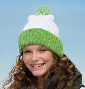 tomato/ graphite/ fern-green / pacific MB 7540 Knitted Cap with Pompon Trendy pompon cap in a lot of colours Twin layer knitting Weight: 80