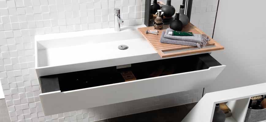 highline bevel bevel A minimalist looking compact bathroom unit, made entirely of Krion, with a striking inward sloping front.
