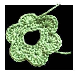 Lower part of the flower: Green Crochet in joined rounds (join each