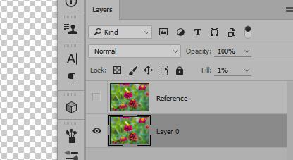 Select Layer 0 and set its fill to 1%. 5.