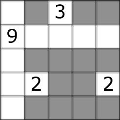 1 white cell: cell in the puzzle that should be white. (displayed as a white cell) 2 black cell: cell in the puzzle that should be black.