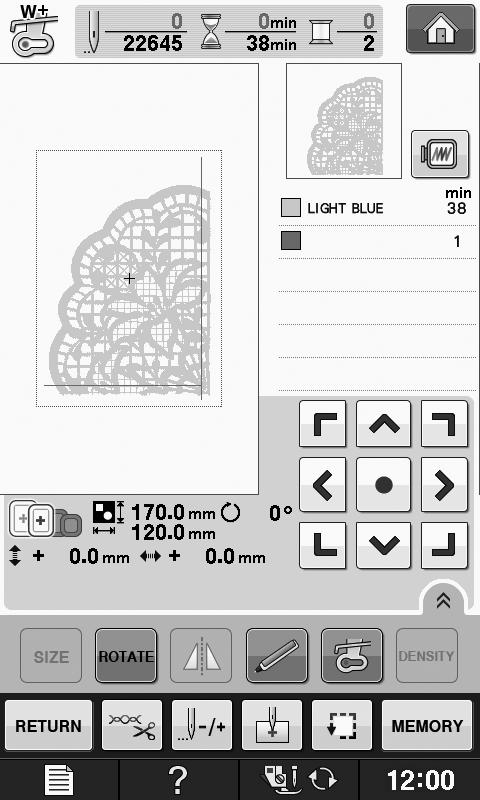 E 1 Emroidery A screen ppers so tht section of the split emroidery pttern cn e selected. d If necessry, edit the pttern.