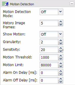 3.5 Motion Detection Parameters The parameters in the Motion Detection group are used to control the operation of the camera s motion detection function.