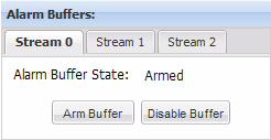 3.6.2 Alarm Buffers Section Each video stream can have an alarm buffer.