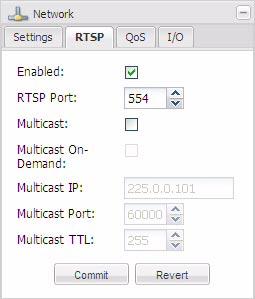 3.7.2 RTSP Tab Enabled - Check the Enabled box to enable the Real Time Streaming Protocol (RTSP).