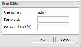 Click the Change Password button to change the password of the person who is currently logged into the computer. When you click the button, a User Editor window will appear as shown below.