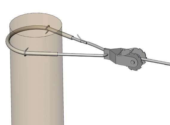 B. Attach Electric Tensioners with crimp sleeves and (2) staples as shown. C.