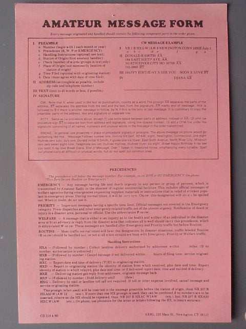 net/w8ihx/ FSD-218 Pink Card Radiotelephone procedures Effective procedures common to all nets General Net Procedures Comply immediately with directions