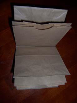 Bind the bags about a quarter inch out from the crease using stitching, or holes punched and filled with ribbons or brads.