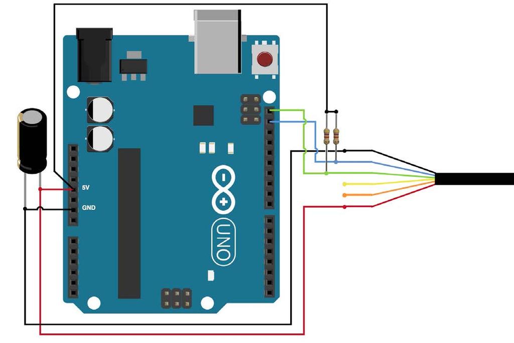 Standard Arduino I2C Wiring PWM Arduino Wiring ➐ Item Description Notes ➐ 680µF electrolytic capacitor Pull-up resistor connection (not required in all applications) 4.