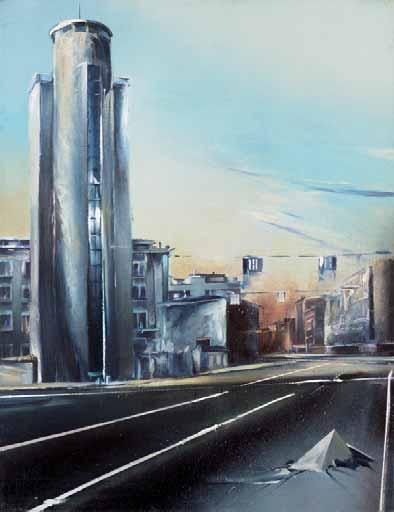 Changing town (diptych) 1984 oil on