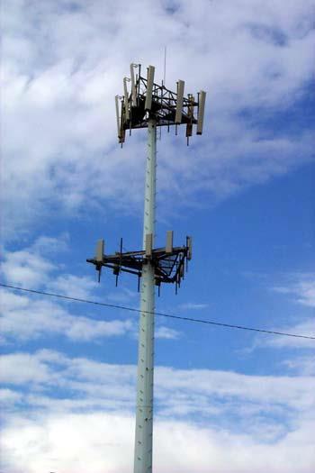 Typical cellular system antenna tower with two sets of