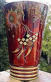 8 Babylon vase, pattern 4126, shape 1674, gloss Ruby Lustre 9 Babylon dish, pattern 4158,