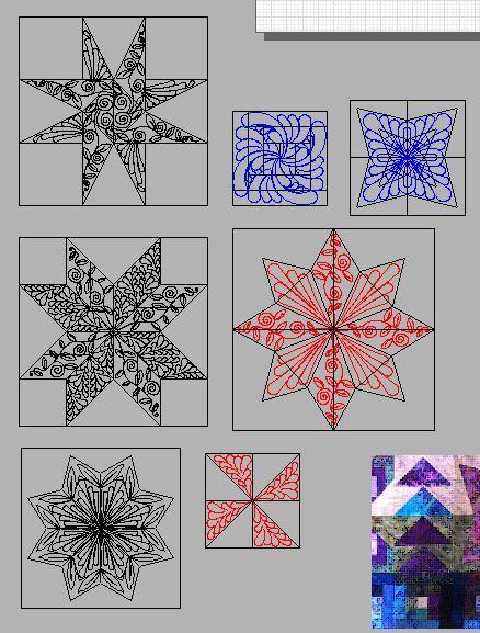 Tangled patterns designed for a sampler quilt.