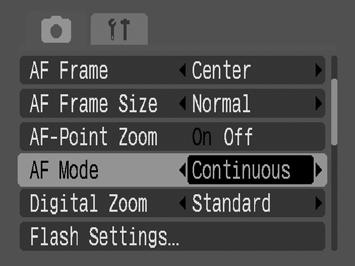 100 Switching between Focus Settings You can set the AF mode. Continuous Single Available Shooting Modes p.