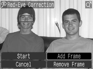 140 Add Correction Frame 1 Select [Add Frame]. 1. Use the,, or button to select [Add Frame]. 2. Press the button. A green frame will display. 2 Adjust the position of the correction frame. 1. Use the,, or button to move the frame.
