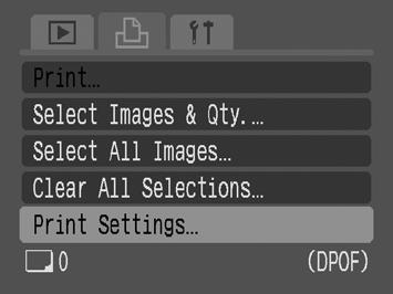 149 1 Select [Print Settings]. 1. Press the button. 2. Press the MENU button. 3. Use the or button to select the menu. 4. Use the or button to select [Print Settings]. 5.Press the button. 2 Make settings.