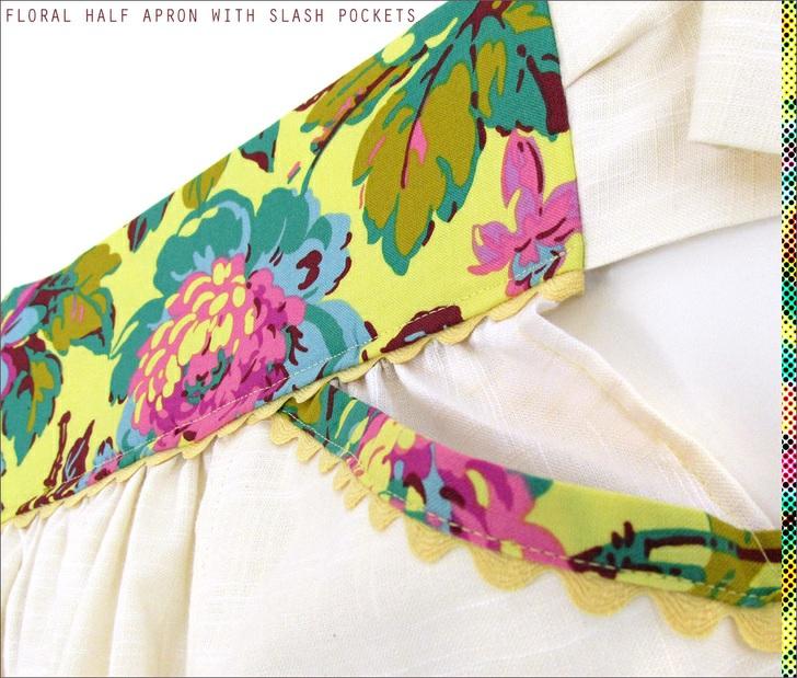 Our waistband is nice and wide, showcasing a generous section of the fabric s motif at the apron s center.