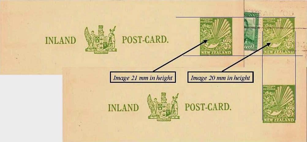 3.2.1 The 1935 Half Penny Fantail Postcard - Printing & Production Varieties (cont d) Figure 3.4 1935 Half Penny Fantail Postcard Stamp Image Variations 3.