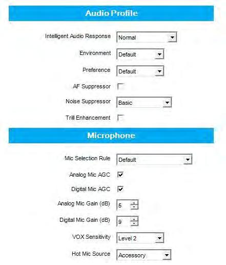 INTELLIGENT AUDIO - CONFIGURATION Enable / Disable using CPS, a Programmable Button or the Radio Menu Options: Disabled: Disables the Intelligent Audio Response feature.