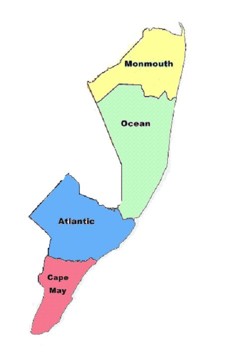 New Jersey Shore Counties 127 miles of shoreline 7,837 acres of beach 456,000 acres of estuary & tidal bay 300,000 acres of coastal