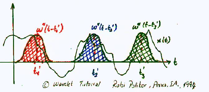 THE WAVELET TUTORIAL PART II by ROBI POLIKAR Figure 2.7 The Gaussian-like functions in color are the windowing functions.