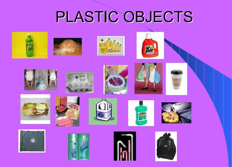 In pairs try to identify the picture with the name of the object. 1shampoo bottle 2. mouth wash bottle 3. two litre beverage bottle 4. food bag 5. rubbish bag 6. bread bag 7.