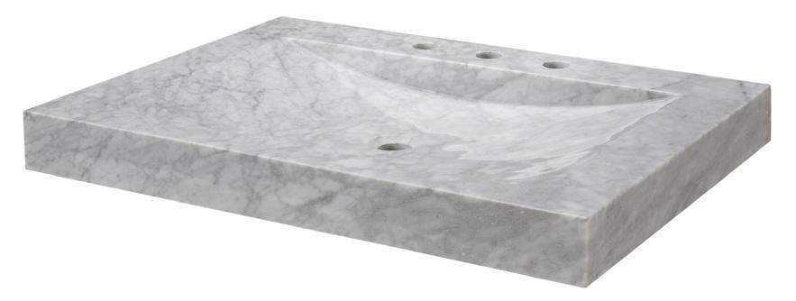 INTEGRATED SINK TOP 3 Solid White Carrara