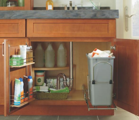 Vanity easy reach This cabinet s shallow corner shelves hold folded