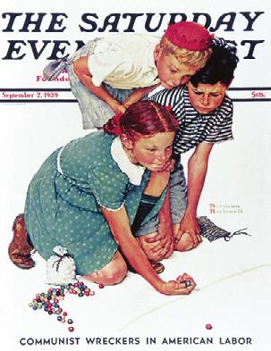 They first appeared in a popular magazine, The Saturday Evening Post. Thousands of people Freedom From Fear pictures parents saying goodnight to their children.