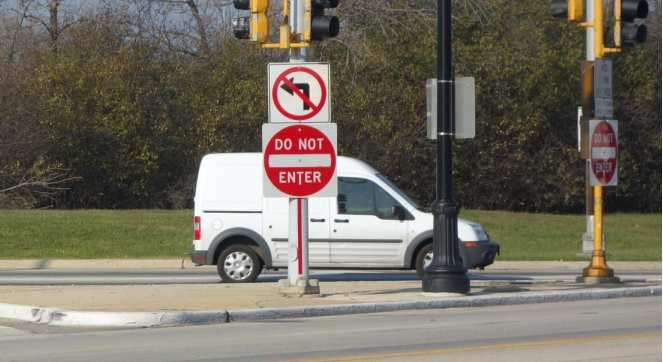 Install additional No Right/Left Turn signs at right/left corner facing potential