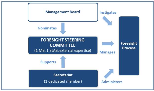 Figure 2 Governance of the foresight process ROLE OF THE MB MEMBER ON THE STEERING COMMITTEE The MB member in the Steering Committee will assume the responsibility for the management of the project.