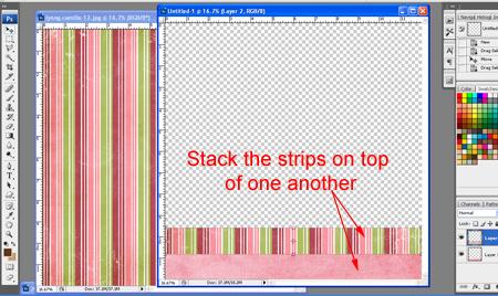 Select a different piece of patterned paper. Using the Rectangle Marquee tool, drag out a long, thin rectangle.