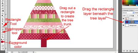 To make the tree trunk match your color scheme, get the Eyedropper Tool. Click once on the patterned paper in the color you d like to use.