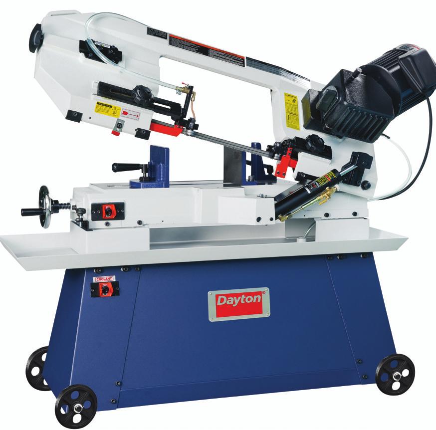 8" X 12" HORIZONTAL BAND SAW Cast iron and rigid steel construction of the saw head and base provides full blade support, eliminating vibration and deflection.