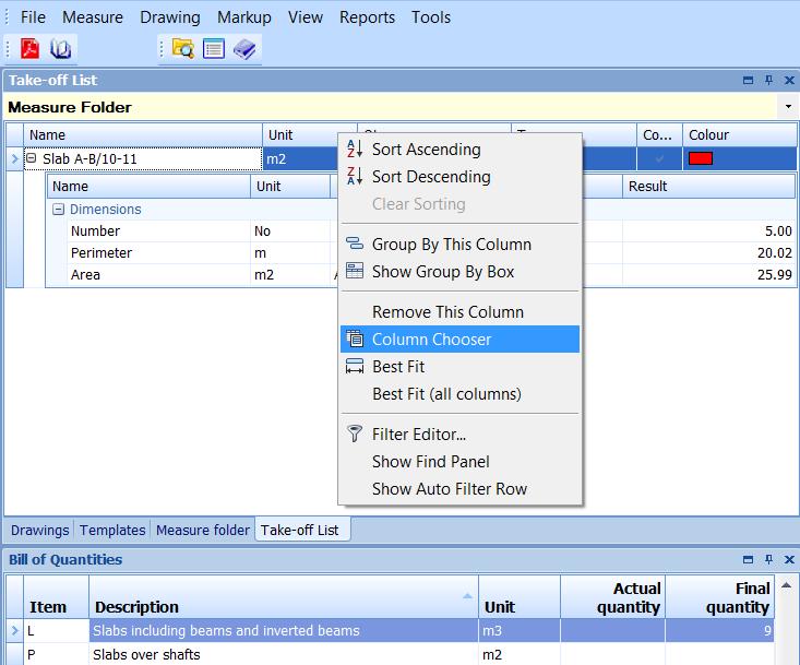 Column Chooser The column chooser is an option to customise specific columns.