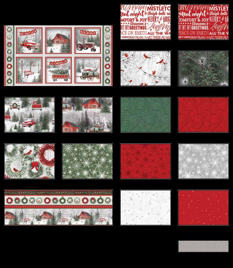 oliday Wishes Quilt Fabrics in the ollection Finished Quilt Size: 55 x 67 Words - White 695-8 Words - Red 695-88 lock Print -