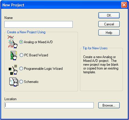 Figure 2: New Project Window Then, type a name for the project (For example, Lab1_Prelab) and select the directory to save