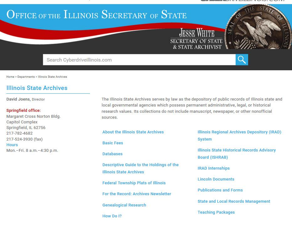 The Illinois State Archives provides