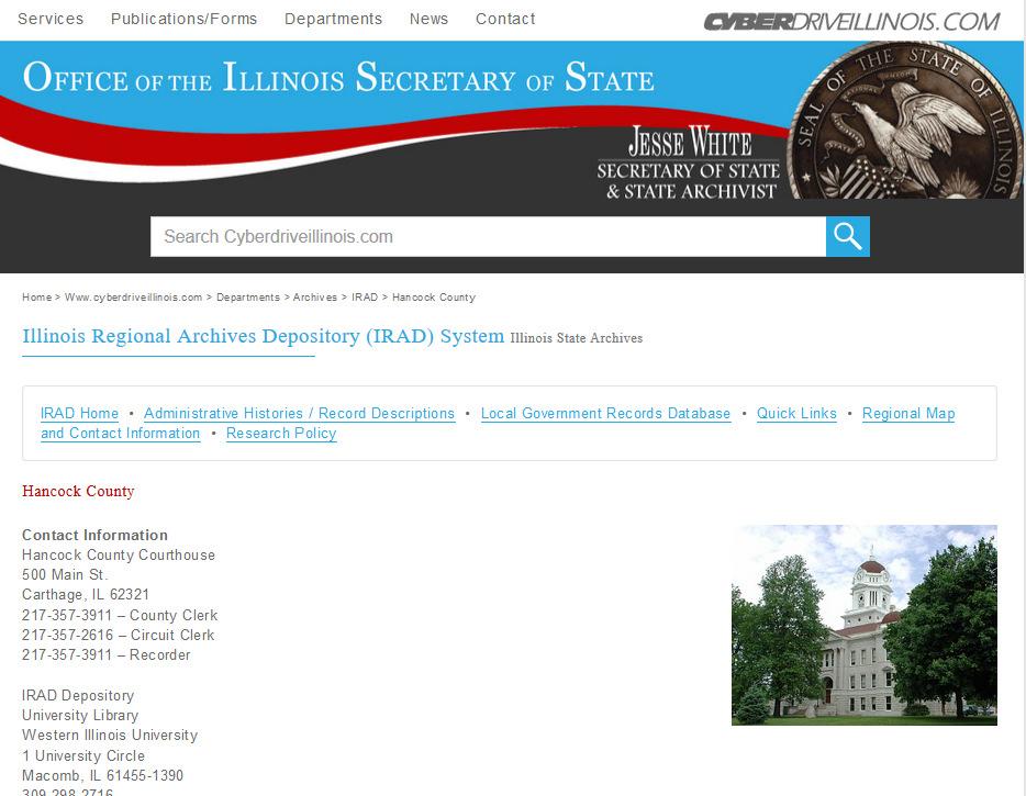 Illinois State University Houses the IRAD for Central Illinois Counties Fact sheets are provided for each county and include important dates and township information
