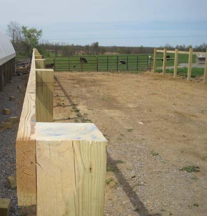 2x6 s were also placed on the inside on the posts 36 inches below the top along the length.