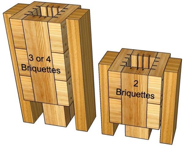 Multiple Briquettes Square Slotted Wood Mold Alternate If you do not have access to lumber wide enough to make part A (6 150mm) or cutting