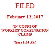 ) ) EXPEDITED HEARING ORDER DENYING REQUESTED BENEFITS This matter came before the undersigned workers compensation judge on February 1, 2017, on the Request for Expedited Hearing filed by Sherry