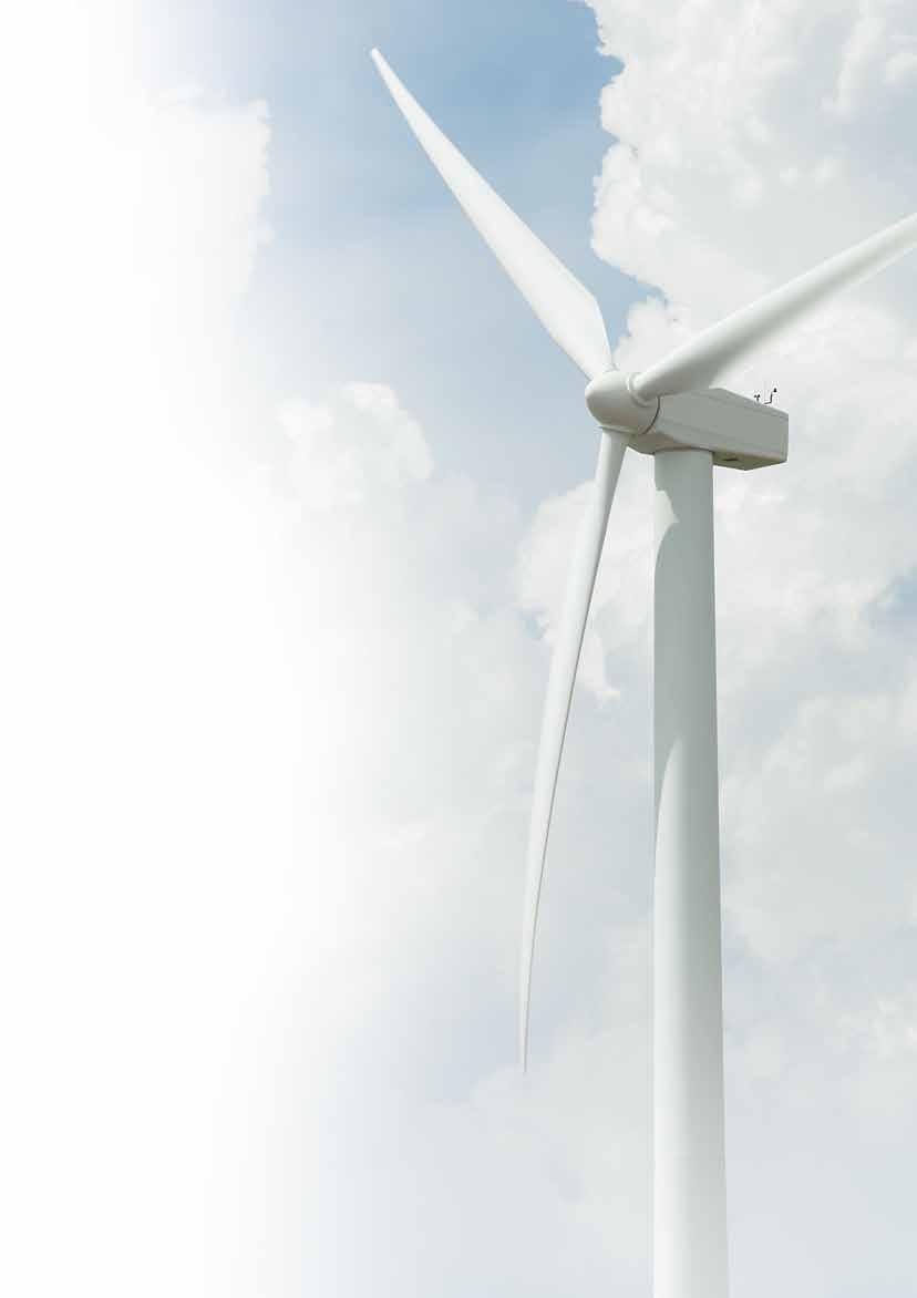 A Rotor blade B C Rotor hub Drive/gear unit A D Gondola B C D E Tower with base plate High load by wind and weather as well as enormous forces produce the wind power stations ecological electricity.