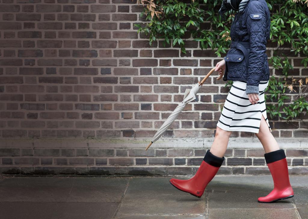 WELLINGTONS Our wellington collection is designed for the modern urban woman. The rubber uppers are finished with ribbed cotton cuffs and matching outsoles in contrasting colours for an added pop.