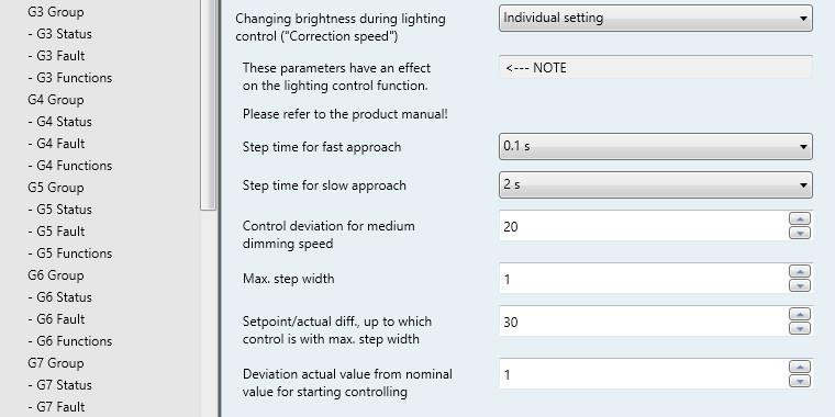 ABB i-bus KNX The following parameters influence the control dynamics of the light controller. Generally, this fine tuning of the control circuit is not necessary.