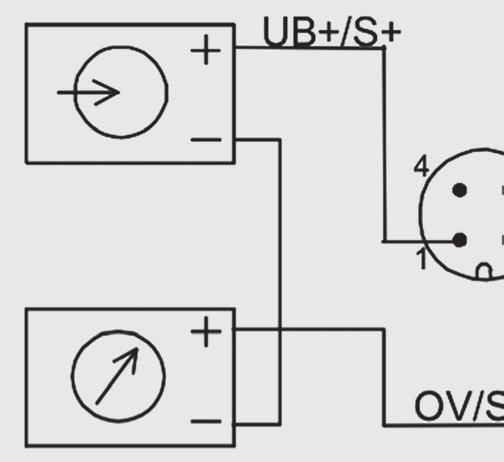 Pin assignment analogue output 4... 20 ma output, 2-wire 0.