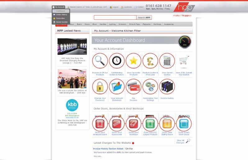 the hpp online account dashboard - your gateway to board, doors & fittings Welcome to your Account Dashboard.