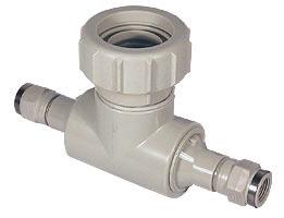 Connections: G 1/2"i To be used with probe 287502 or 287521 287506 Flow fitting PVC Temperature
